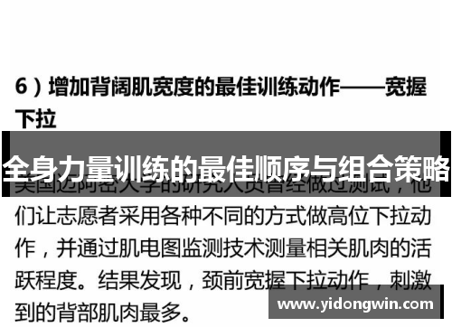 全身力量训练的最佳顺序与组合策略